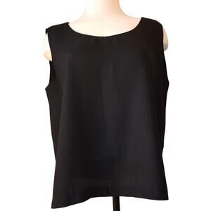 Top Season Woman's Vtg USA Black Tank Top NO Size tag X Large 18/20 Tag is worn